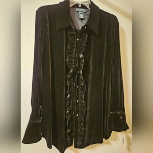 Ralph Lauren Black Velvet New Years Dress Shirt Women's 2X